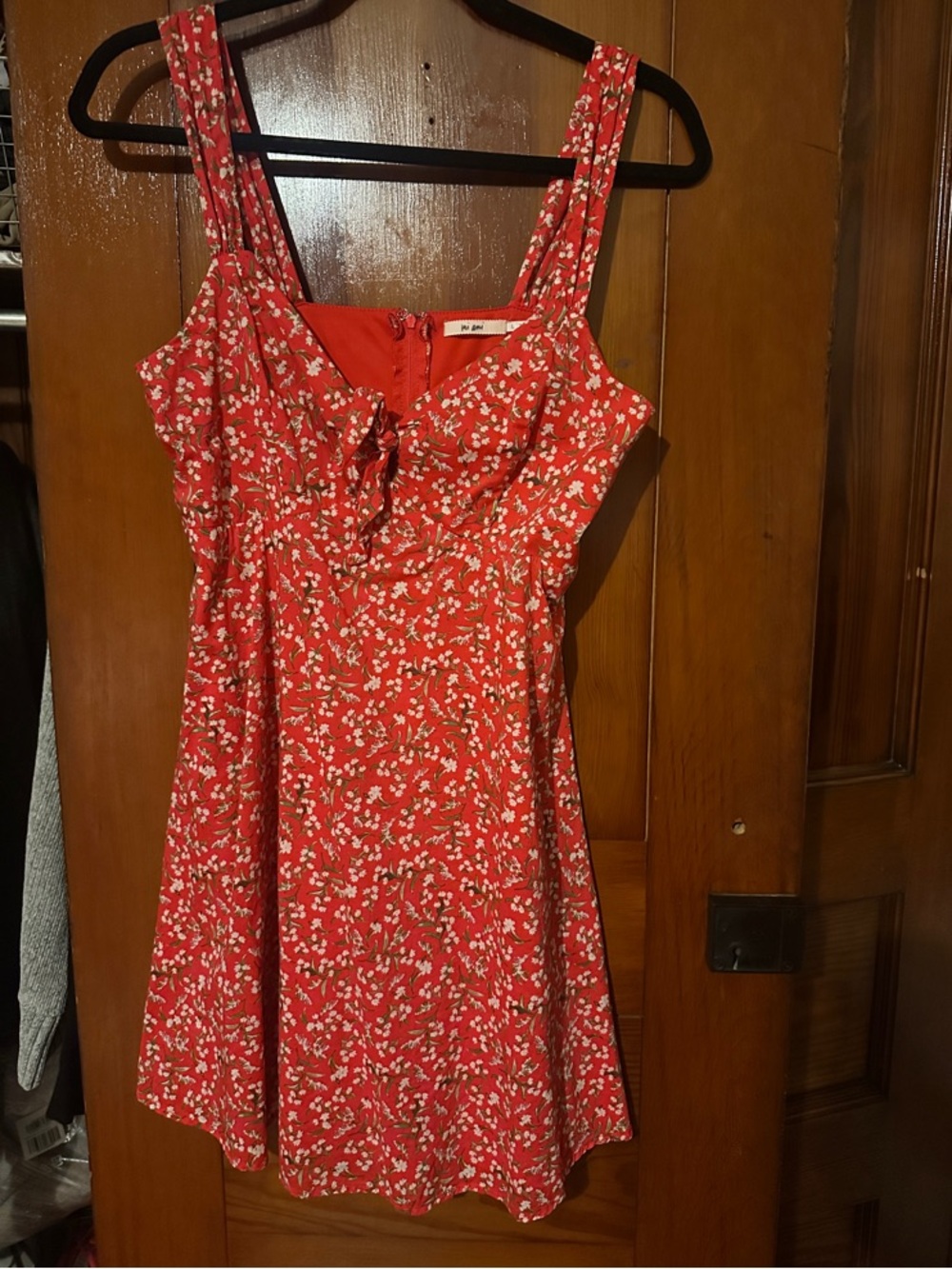 miami Red Floral Tie-Front Mini Dress